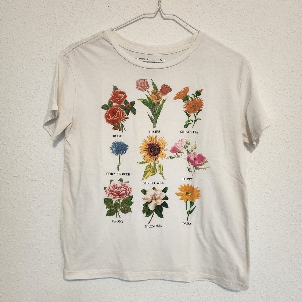 Floral Print White Tee